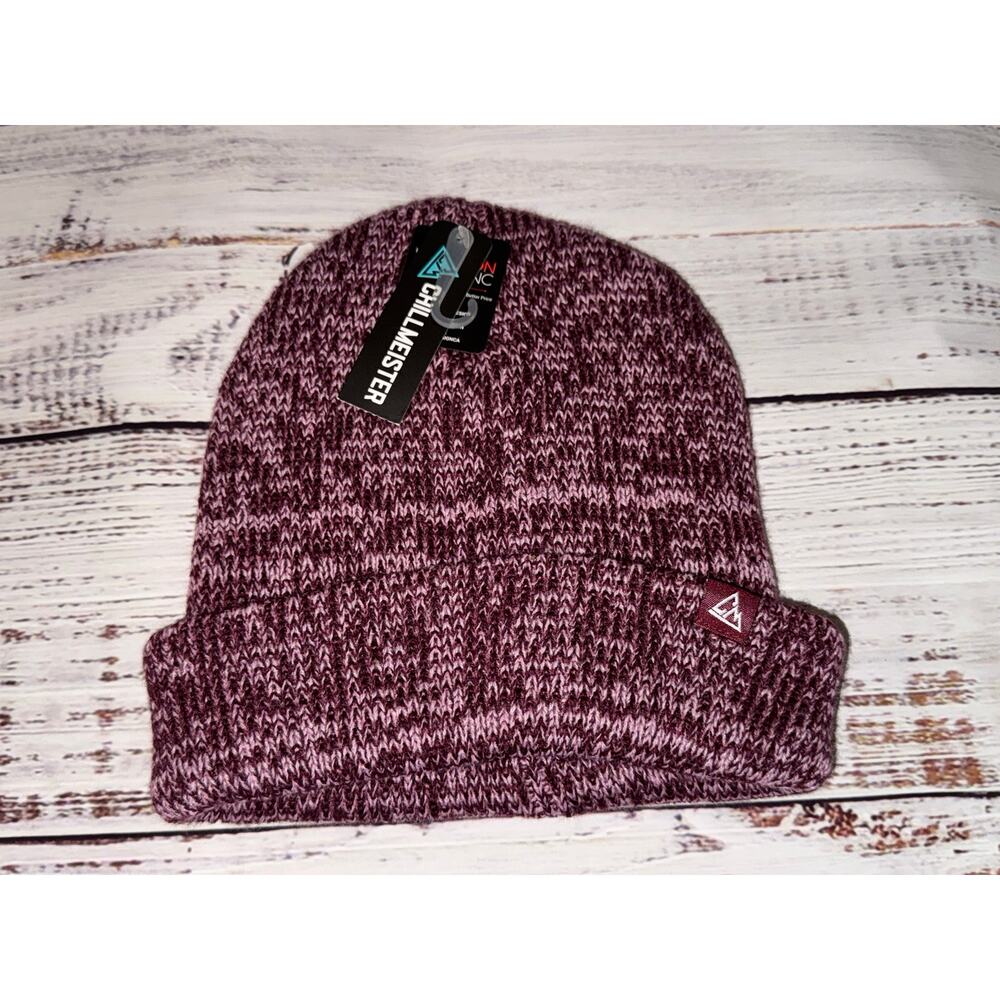 Chillmeister Marled Knit Beanie Hat Burgundy Pink Winter beanie